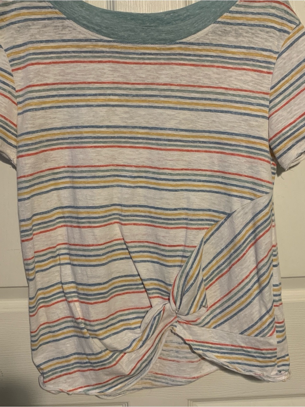 C&C California Multicolor Striped Knot Tee with Blue Trim